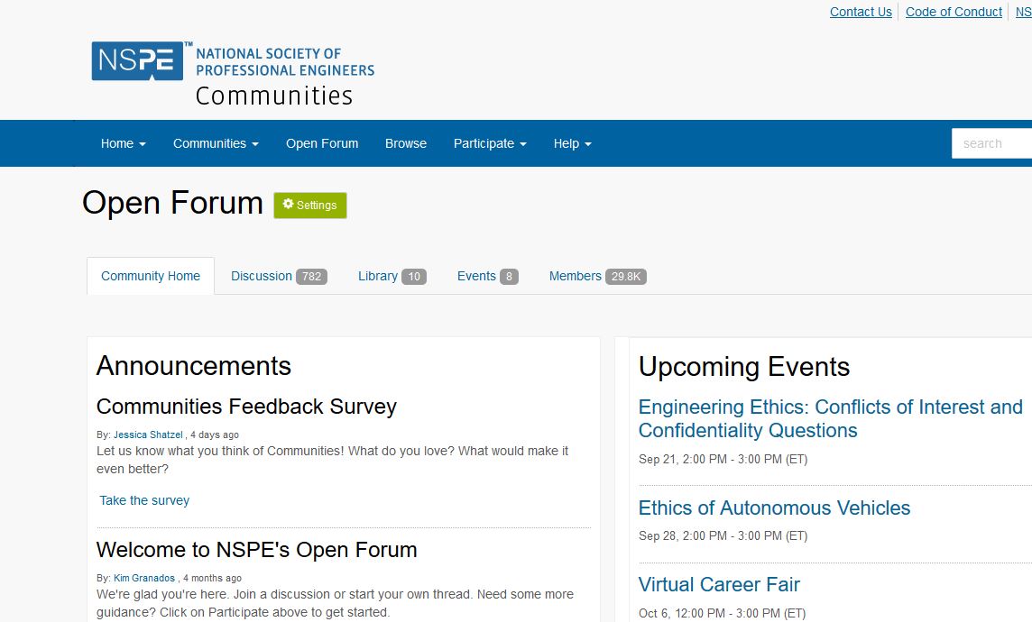 COMMUNITIES a new NSPSE Social Media Tool For Engineers